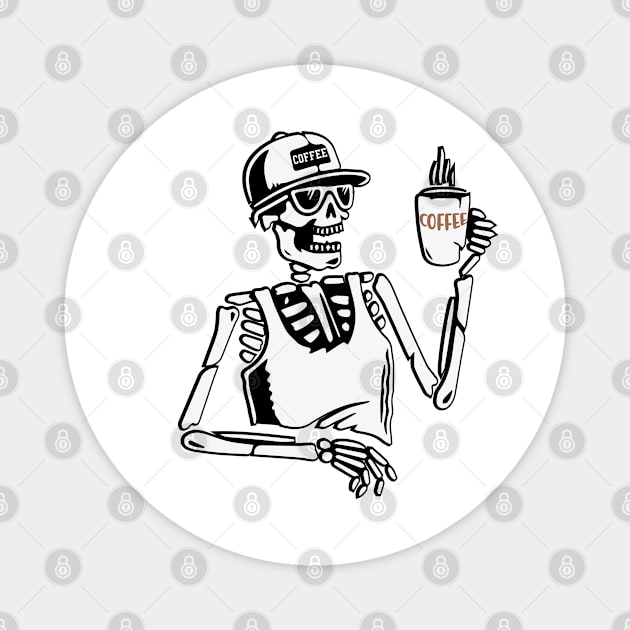 Skeleton Drinking Coffee Magnet by reedae